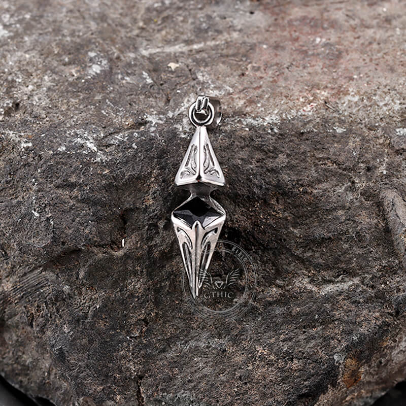 Hip Hop Zircon Inlaid Rhombus Stainless Steel Pendant