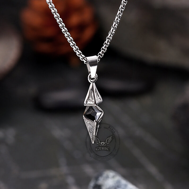 Hip Hop Zircon Inlaid Rhombus Stainless Steel Pendant