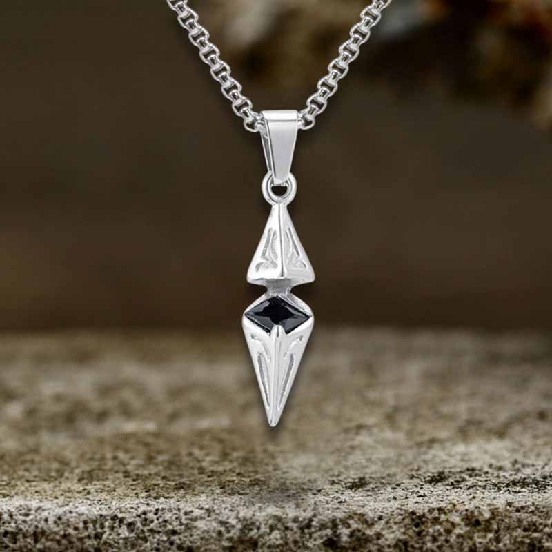 Hip Hop Zircon Inlaid Rhombus Stainless Steel Pendant