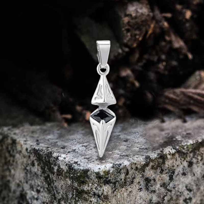 Hip Hop Zircon Inlaid Rhombus Stainless Steel Pendant