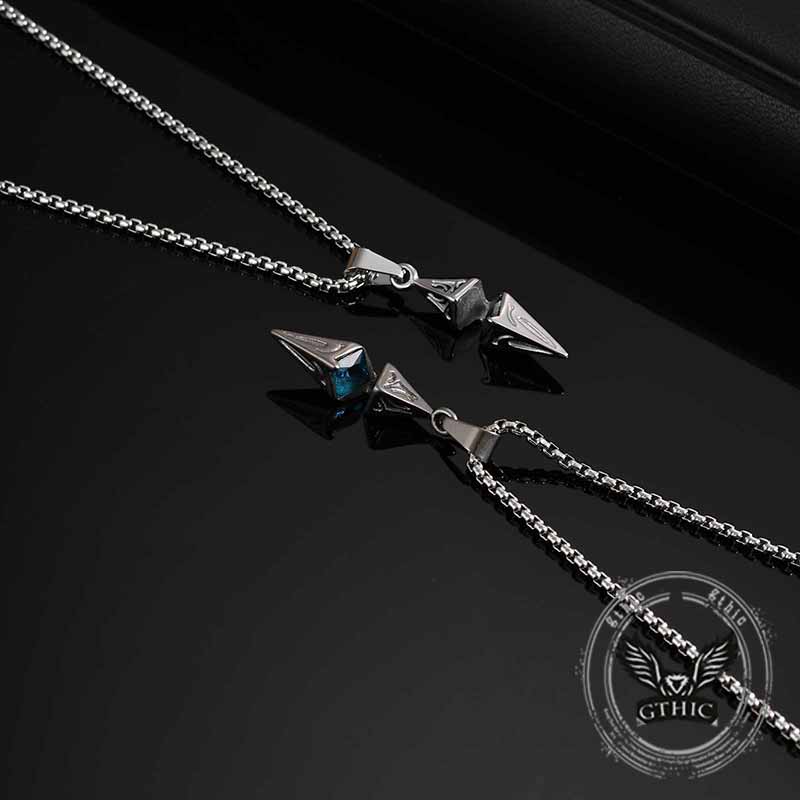 Hip Hop Zircon Inlaid Rhombus Stainless Steel Pendant