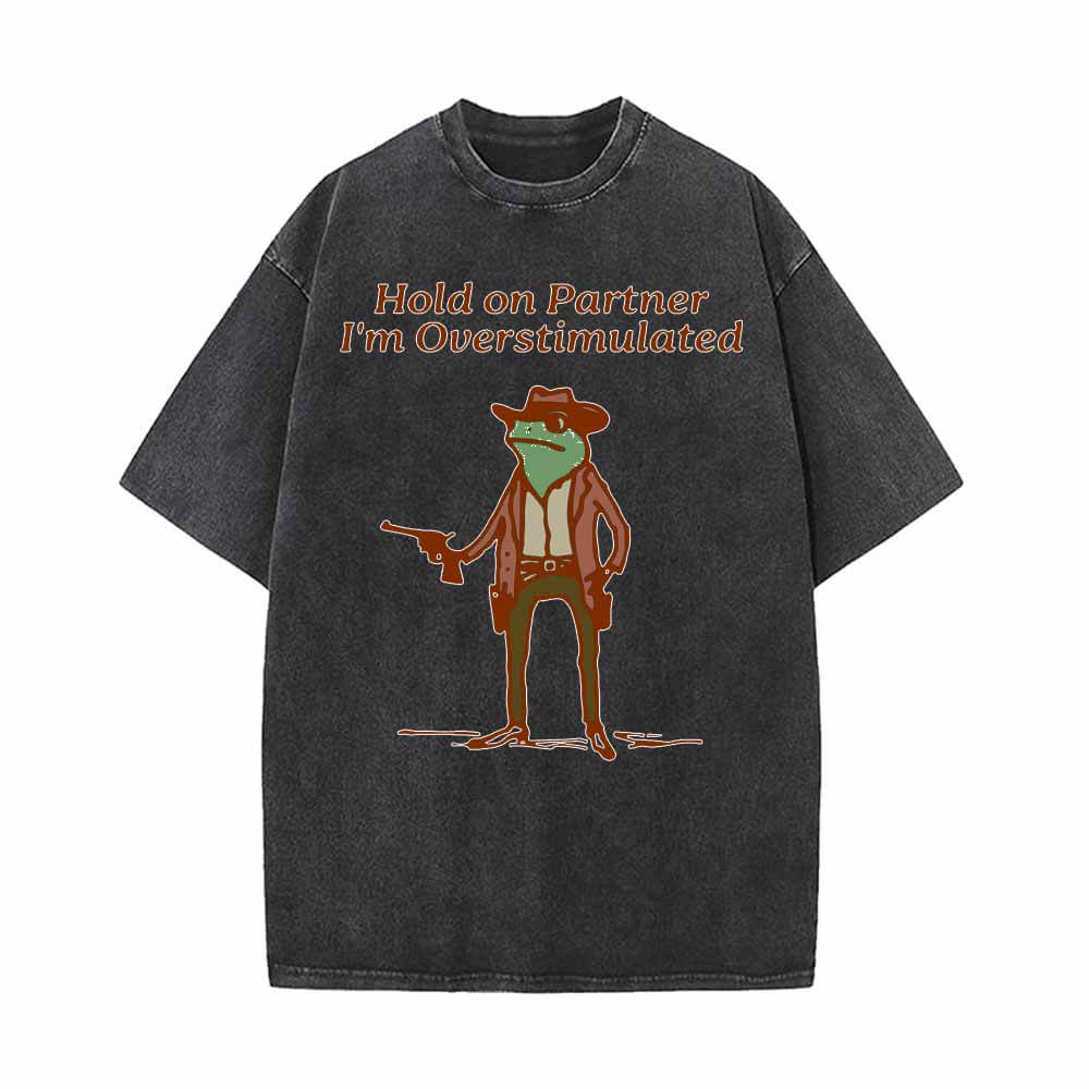 Hold On Partner Frog Cowboy Gunner Pattern T-shirt 01 | Gthic.com