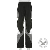 Hollow Cross Design Contrast Color Casual Pants | Gthic.com