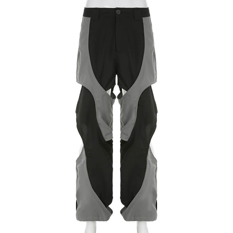 Hollow Cross Design Contrast Color Casual Pants | Gthic.com