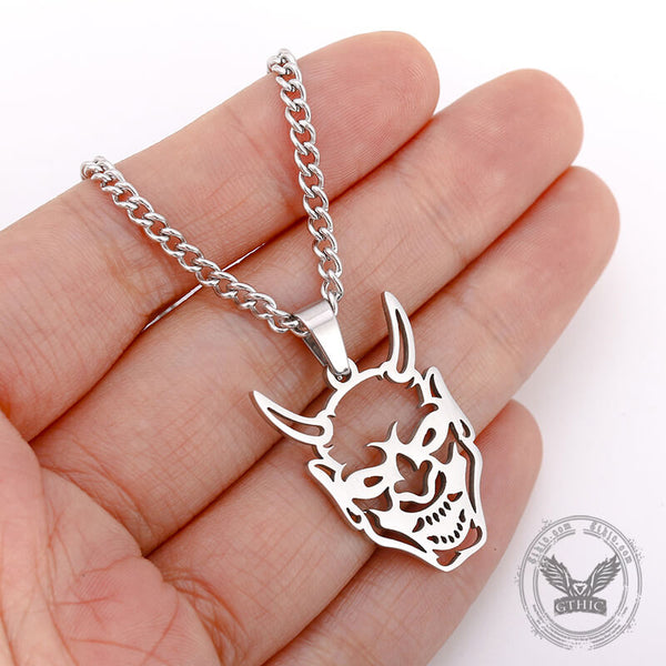 Hollow Oni Mask Stainless Steel Necklace