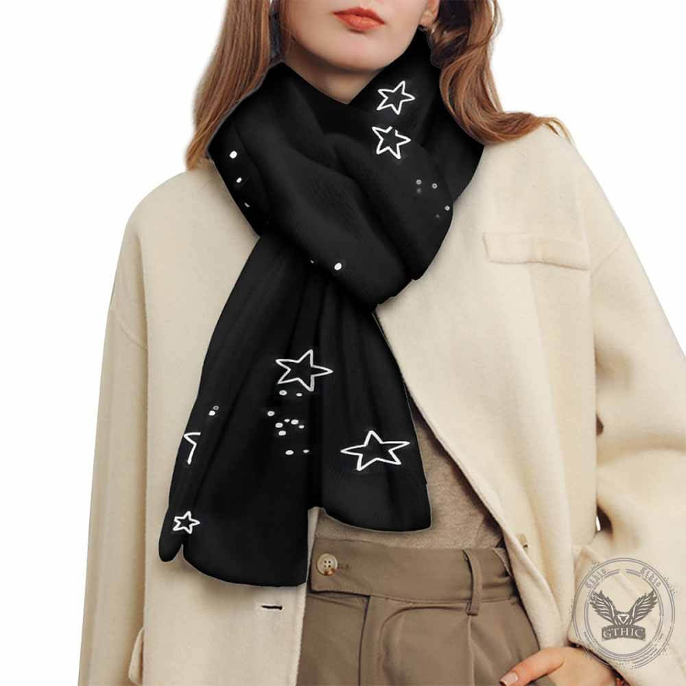 Hollow Star Pattern Warm Chunky Knitted Scarf | Gthic.com