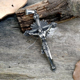 Holy Light Jesus Suffering Stainless Steel Cross Pendant | Gthic.com