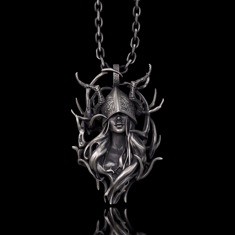 Horned Armor Witch Sterling Silver Pendant | Gthic.com