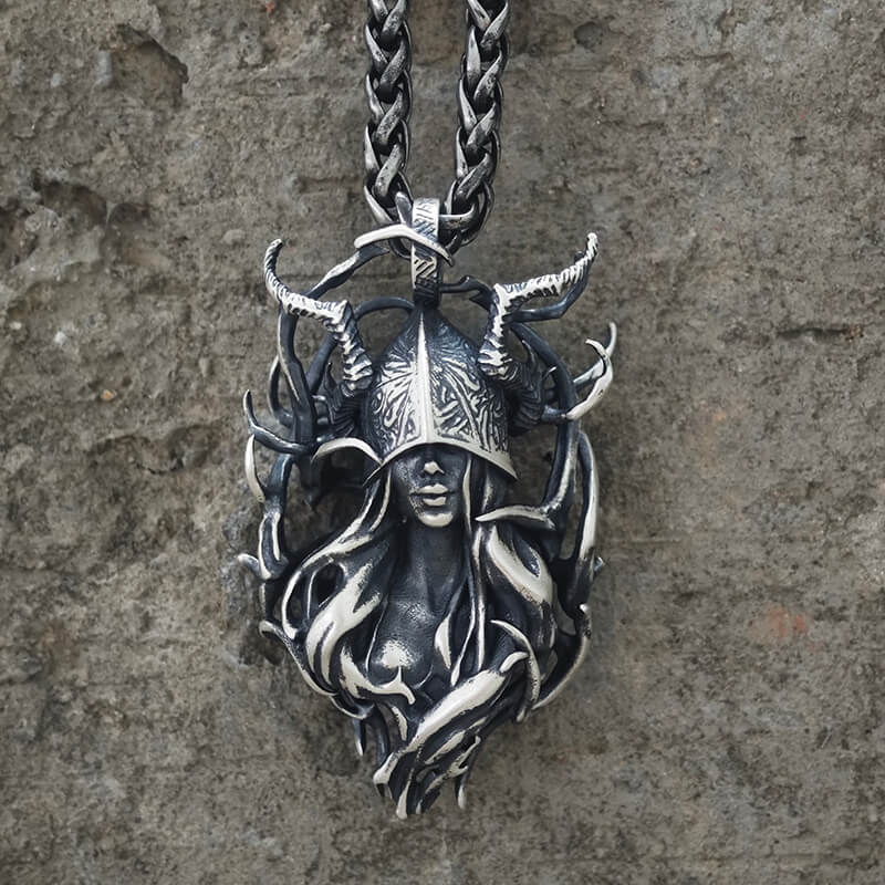 Horned Armor Witch Sterling Silver Pendant