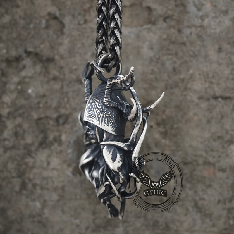 Horned Armor Witch Sterling Silver Pendant