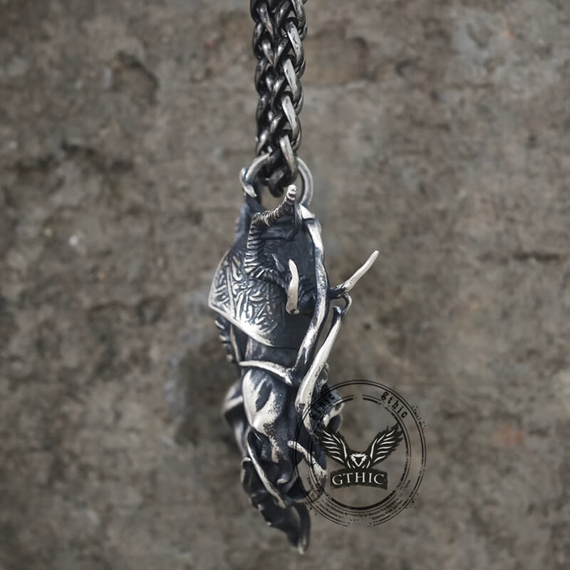 Horned Armor Witch Sterling Silver Pendant