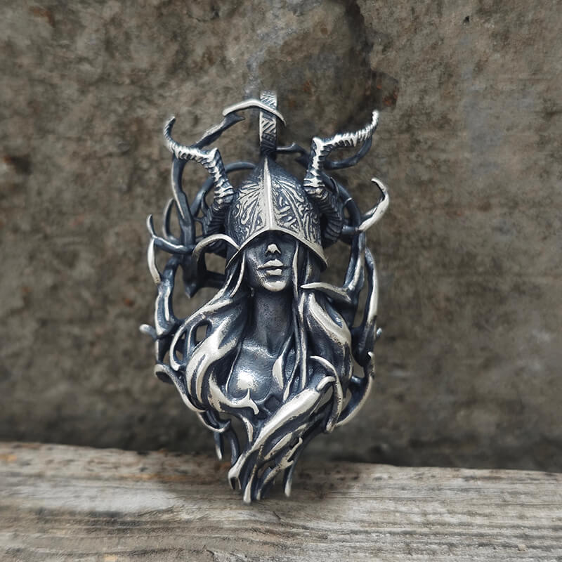 Horned Armor Witch Sterling Silver Pendant