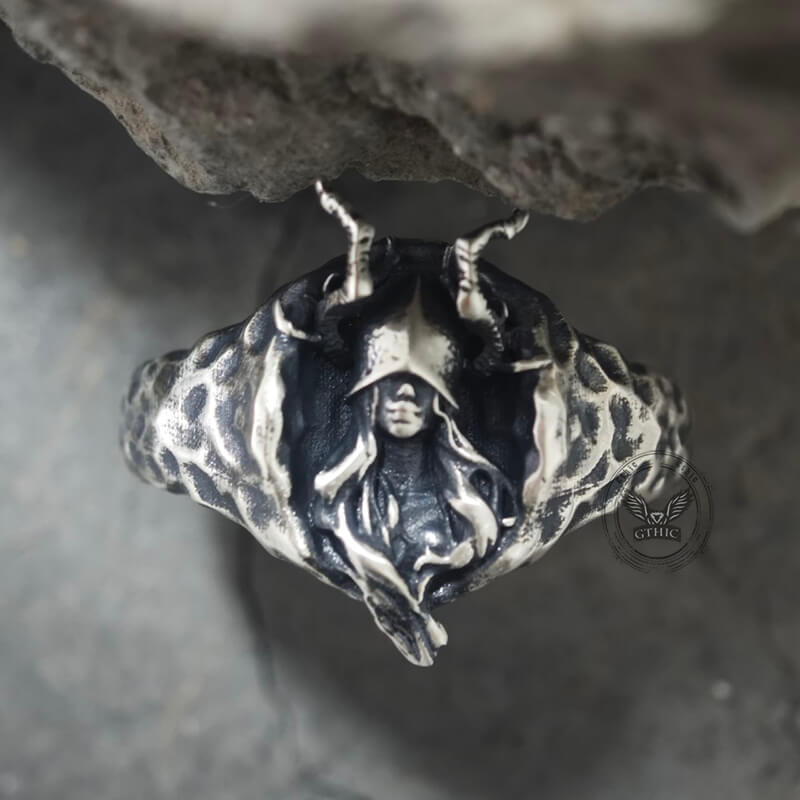 Horned Armor Witch Sterling Silver Ring