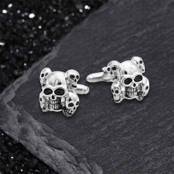 Horrible Five-Headed Skull Copper Cufflinks 02 | Gthic.com