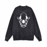 Horrible Monster Skull Head Vintage Washed Sweatshirt