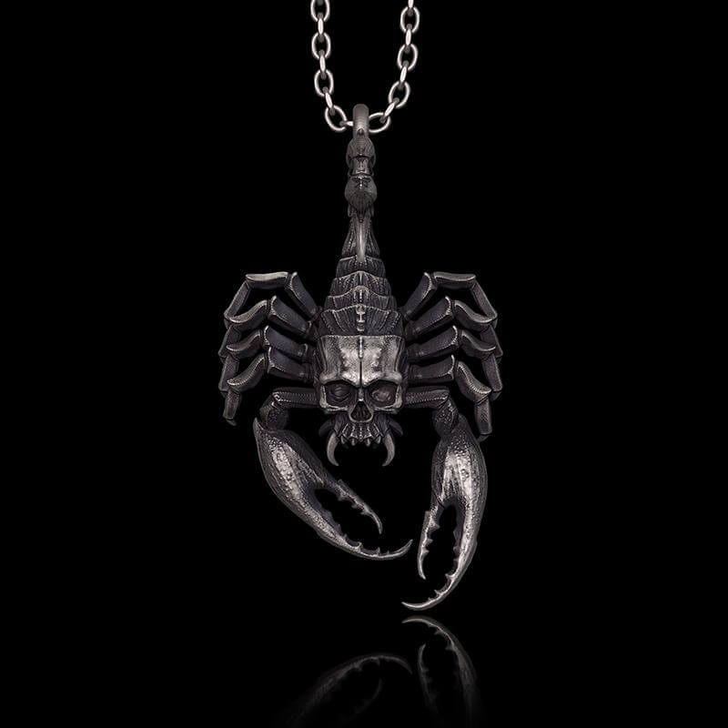 Horrible Skull Faced Scorpion Sterling Silver Pendant 01 | Gthic.com