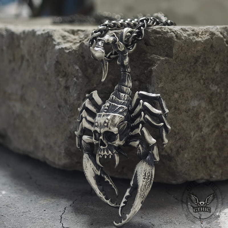 Horrible Skull Faced Scorpion Sterling Silver Pendant