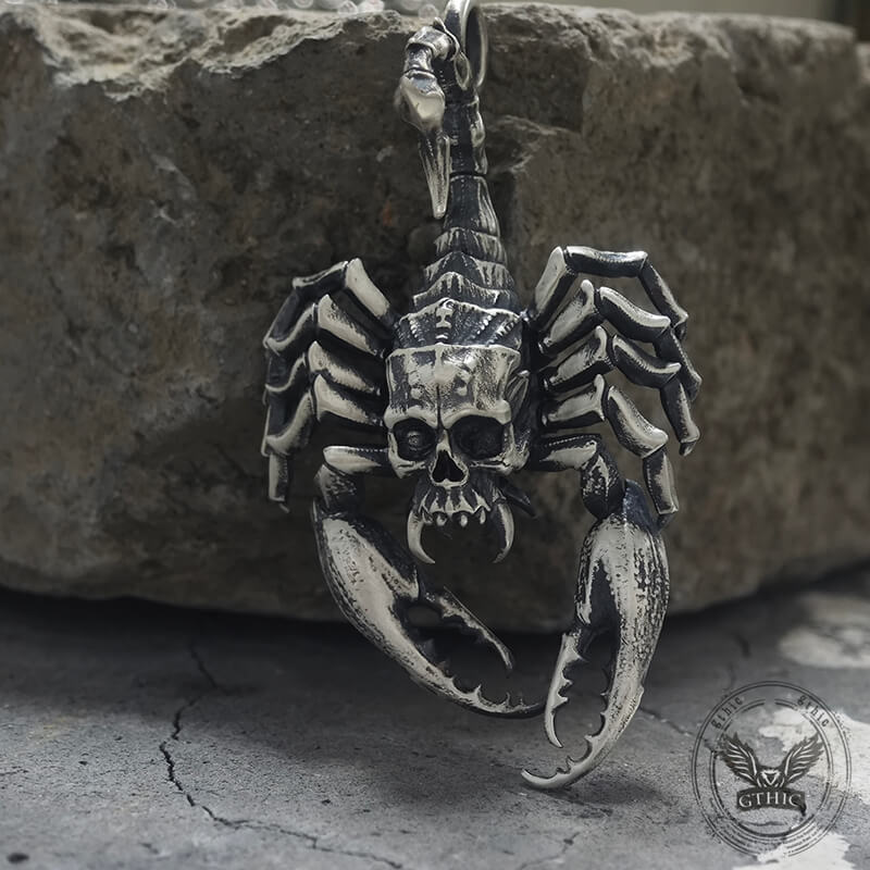 Horrible Skull Faced Scorpion Sterling Silver Pendant