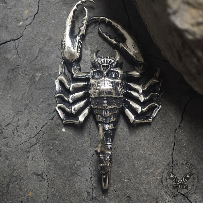 Horrible Skull Faced Scorpion Sterling Silver Pendant