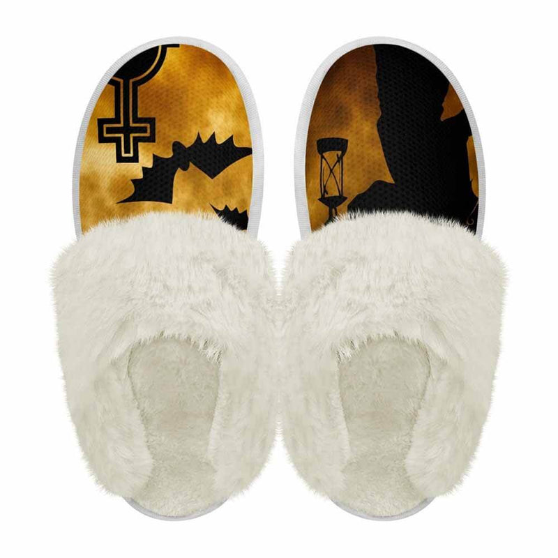 Horror Bat Cross Halloween Keep Warm Cotton Slippers