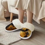 Horror Bat Cross Halloween Keep Warm Cotton Slippers 01 | Gthic.com