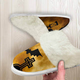 Horror Bat Cross Halloween Keep Warm Cotton Slippers 03 | Gthic.com