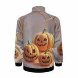 Horror Felt Pumpkin Head Stand Collar Zip-Up Jacket