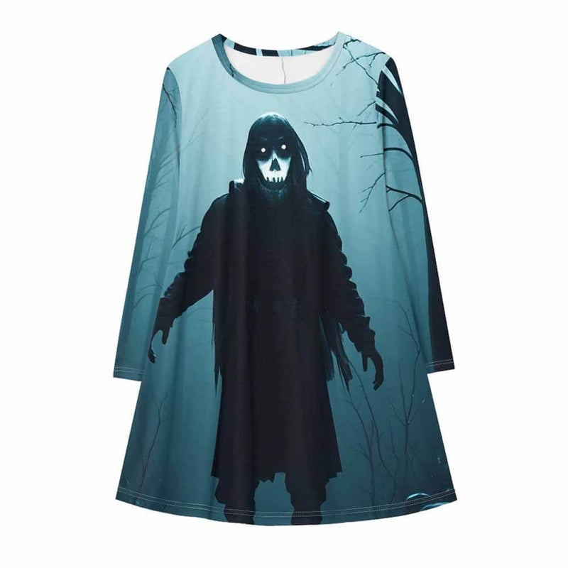 Horror Forest Ghost Skeleton Casual Dress | Gthic.com