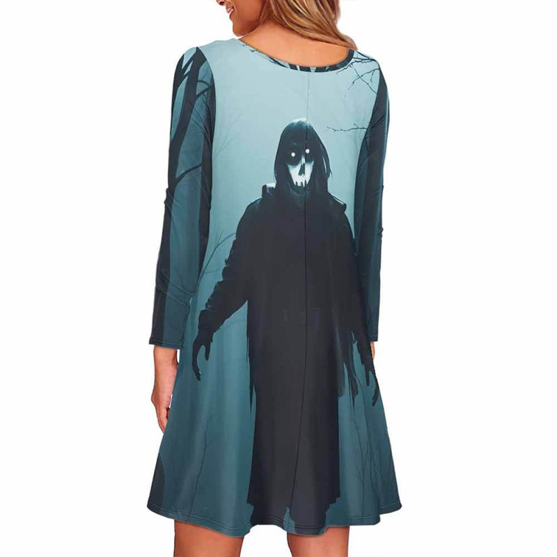 Horror Forest Ghost Skeleton Casual Dress | Gthic.com