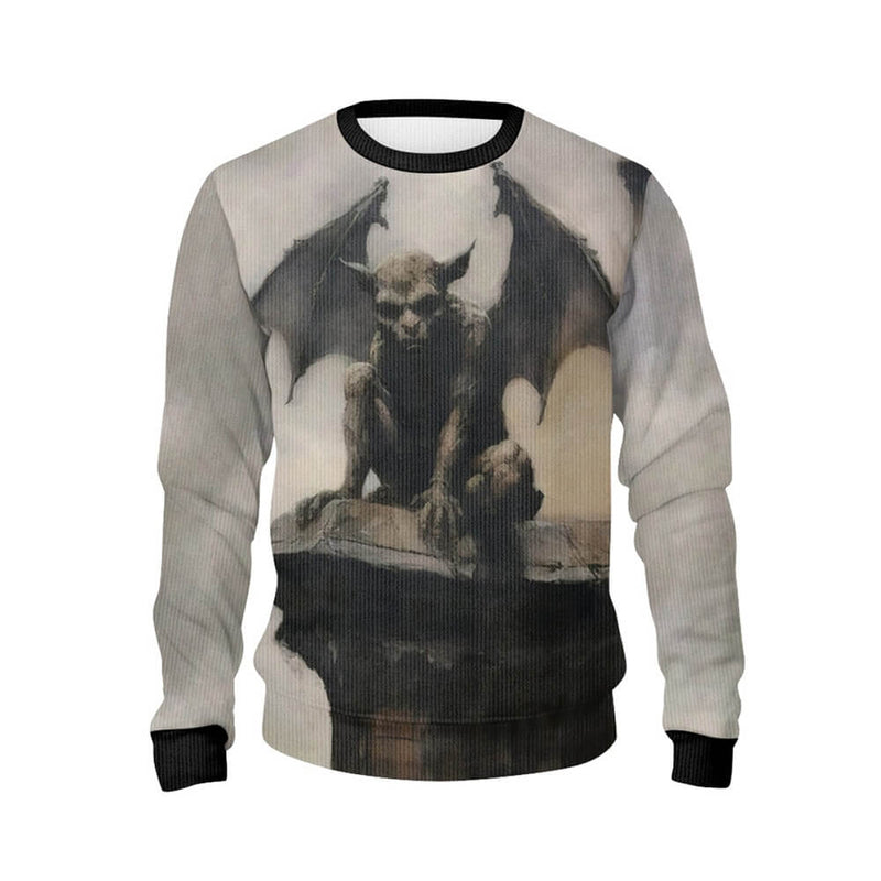 Horror Gargoyle Pattern Knitted Pullover Sweatshirt 02 | Gthic.com