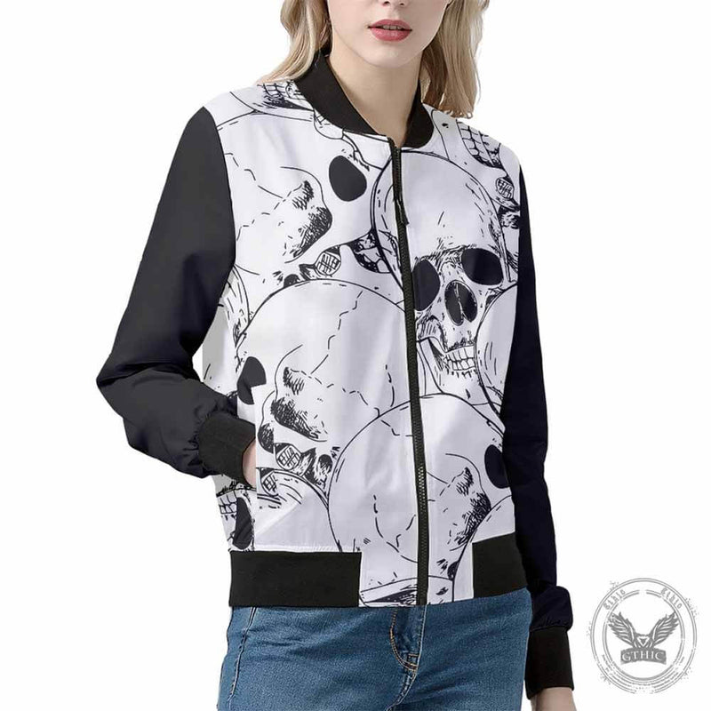 Horror Gothic Skull Zip-Up Stand Neck Jacket 01 | Gthic.com