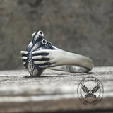 Horror Hands Holding A Heart Sterling Silver Ring