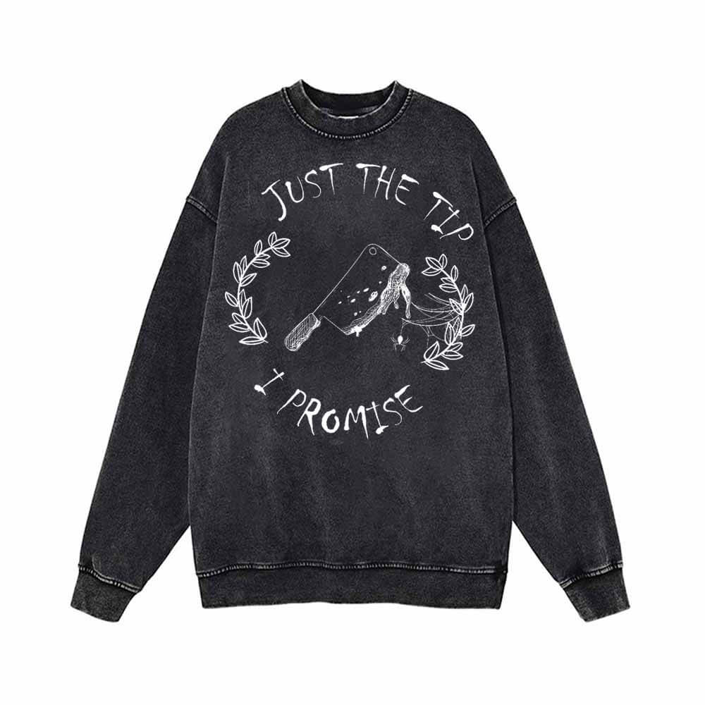 Horror Just The Tip Vintage Washed Hoodie Sweatshirt | Gthic.com