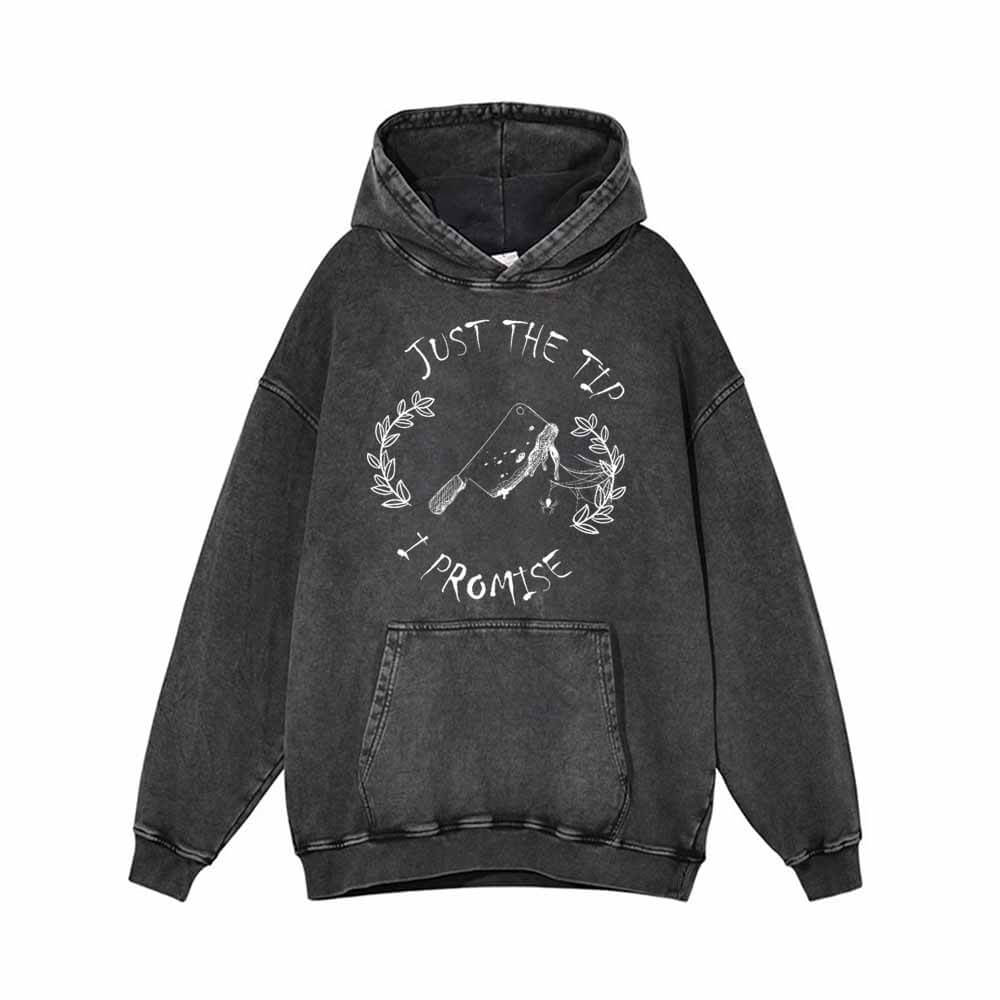 Horror Just The Tip Vintage Washed Hoodie Sweatshirt | Gthic.com