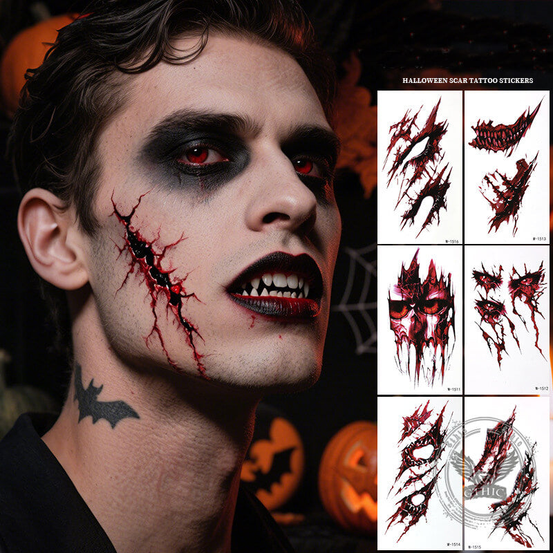 Horror Simulation Wound Halloween Temporary Tattoo Stickers | Gthic.com