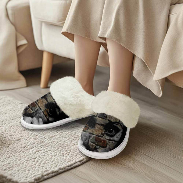 Horror Wall Face Keep Warm Cotton Slippers 01 | Gthic.com