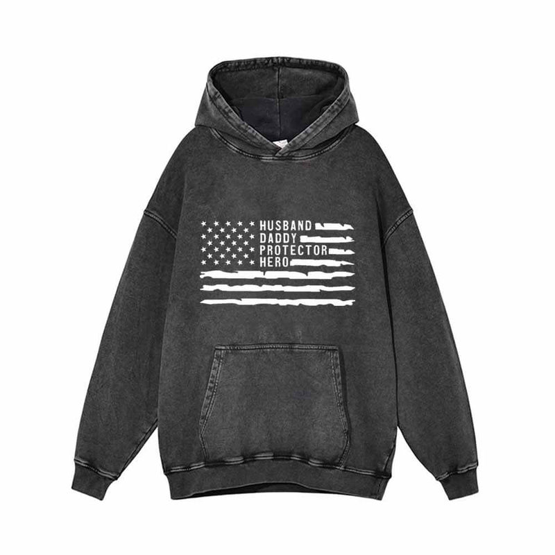 Husband Daddy Protector Hero USA Flag Hoodie Sweatshirt 01 | Gthic.com