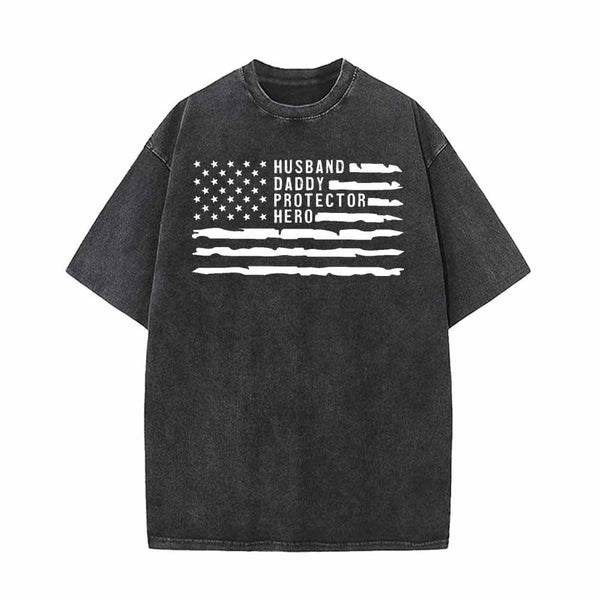 Husband Daddy Protector Hero USA Flag T-shirt 01 | Gthic.com