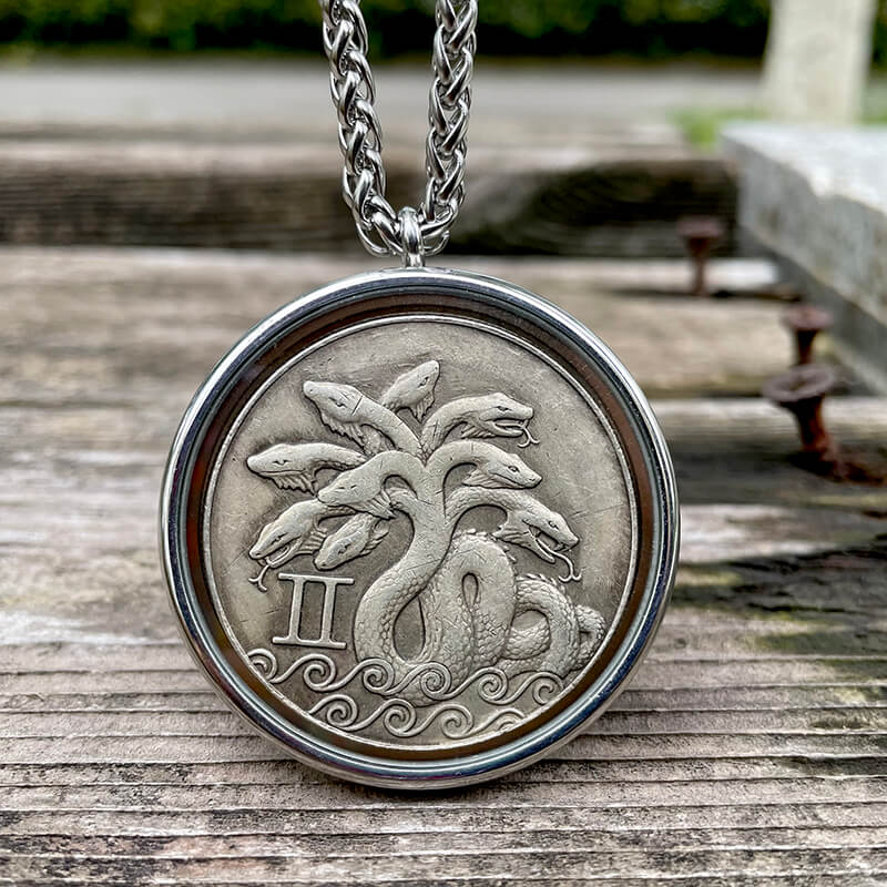 Hydra Serpent Brass Hobo Coin Pendant | Gthic.com