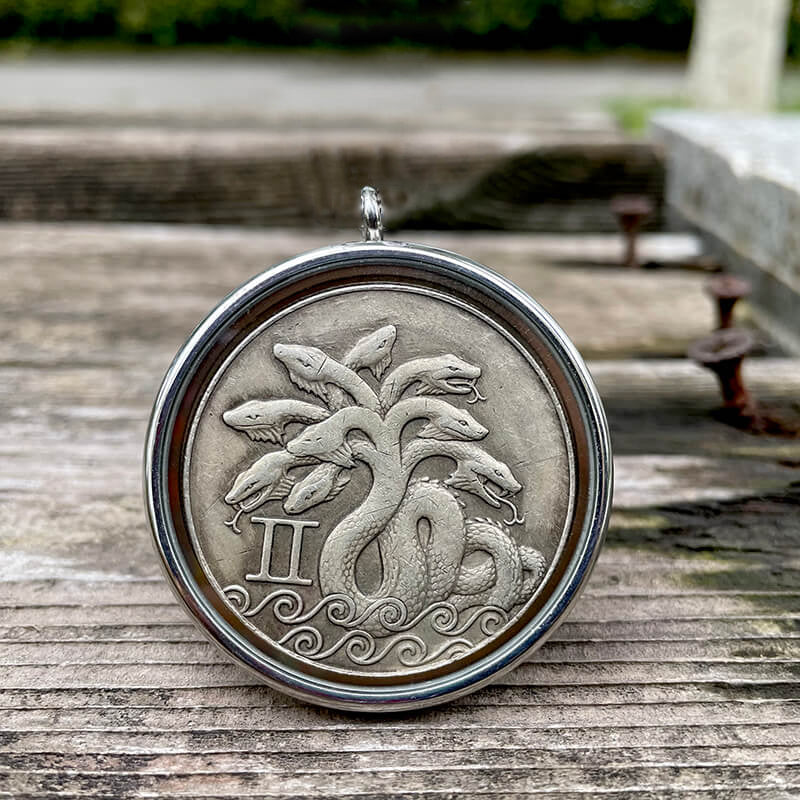 Hydra Serpent Brass Hobo Coin Pendant | Gthic.com