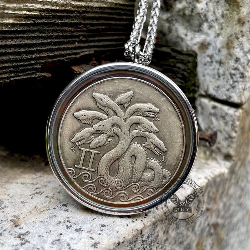 Hydra Serpent Brass Hobo Coin Pendant