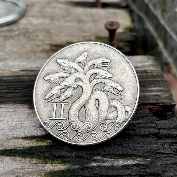 Hydra Serpent Brass Hobo Coin Pendant | Gthic.com