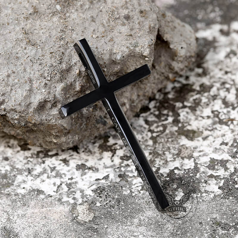 I Can Do All Things Stainless Steel Cross Pendant
