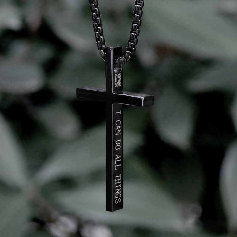 I Can Do All Things Stainless Steel Cross Pendant | Gthic.com