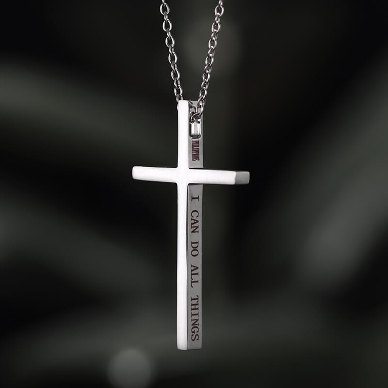 I Can Do All Things Stainless Steel Cross Pendant | Gthic.com