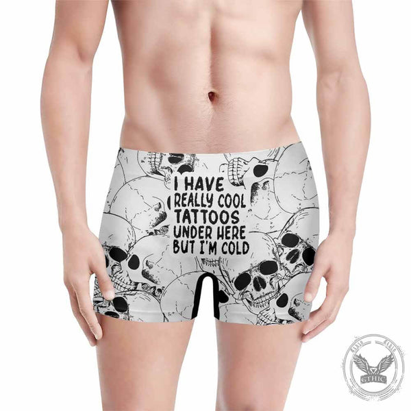 I Have Really Cool Tattoos Skull Print Men’s Boxer Brief 02 | Gthic.com