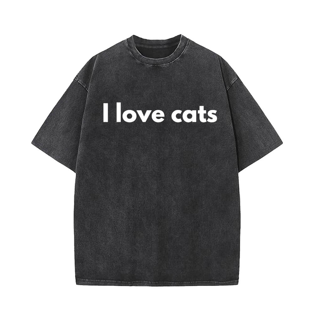 I Love Cats Vintage Washed T-shirt Vest Top