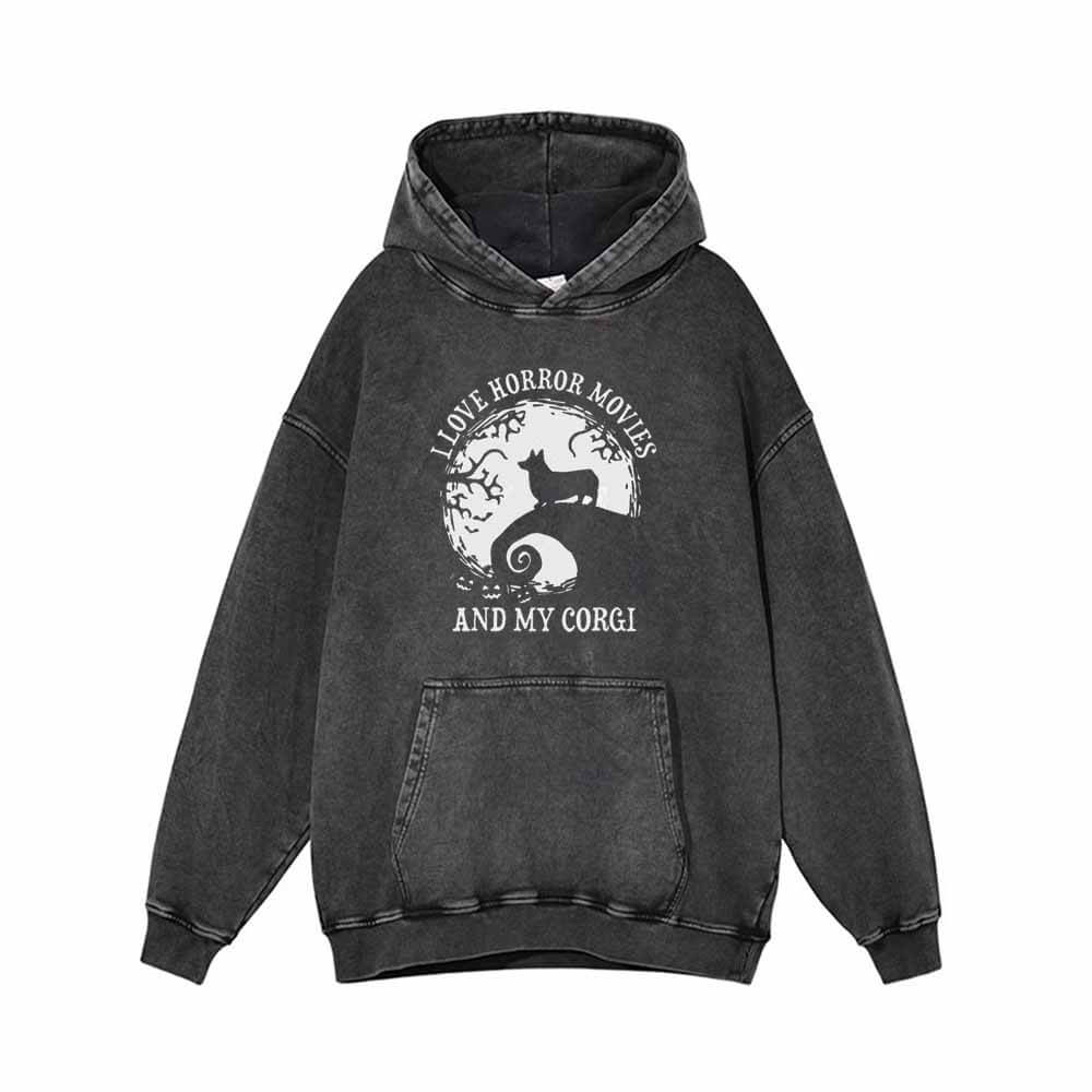 I Love Horror Movies And My Corgi Hoodie 01 | Gthic.com