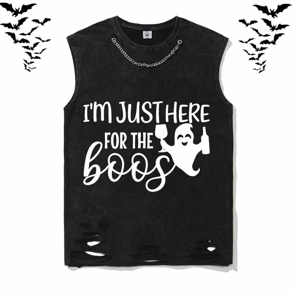 I’m Just Here For The Boos Short Sleeve T-shirt Vest | Gthic.com