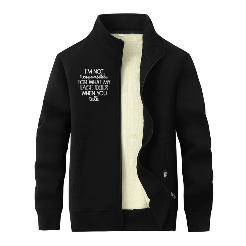 I’m Not Responsible For What Stand Collar Zip Cardigan